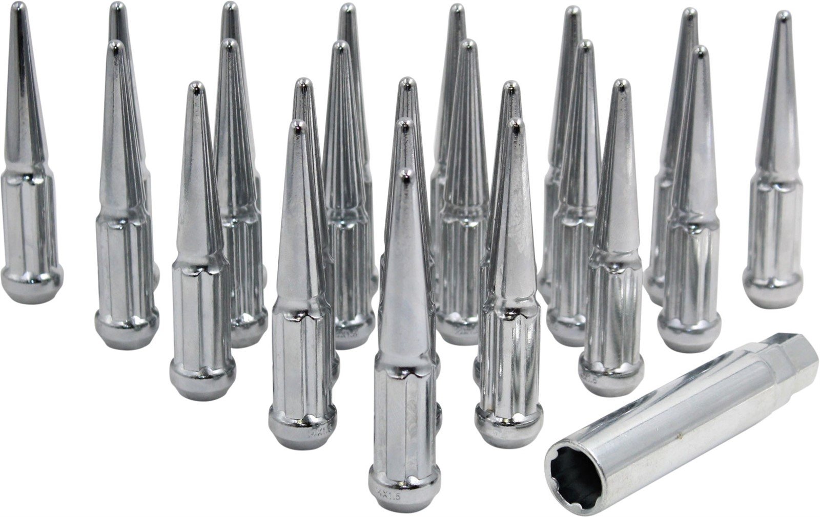 Lug Nut - Spike Chrome Spline 4.4" Tall