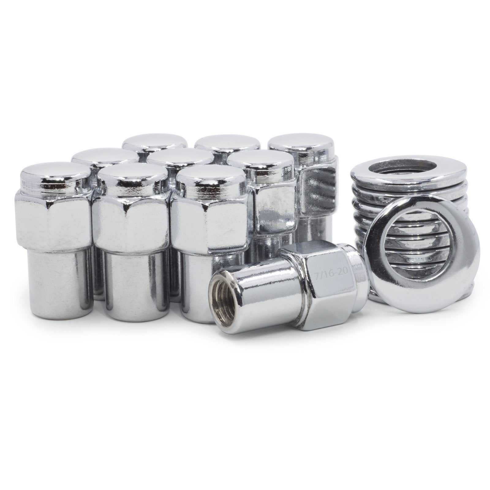 Lug Nut Standard Mag 0.75" Flat Top Chrome Cragar Offset Washers