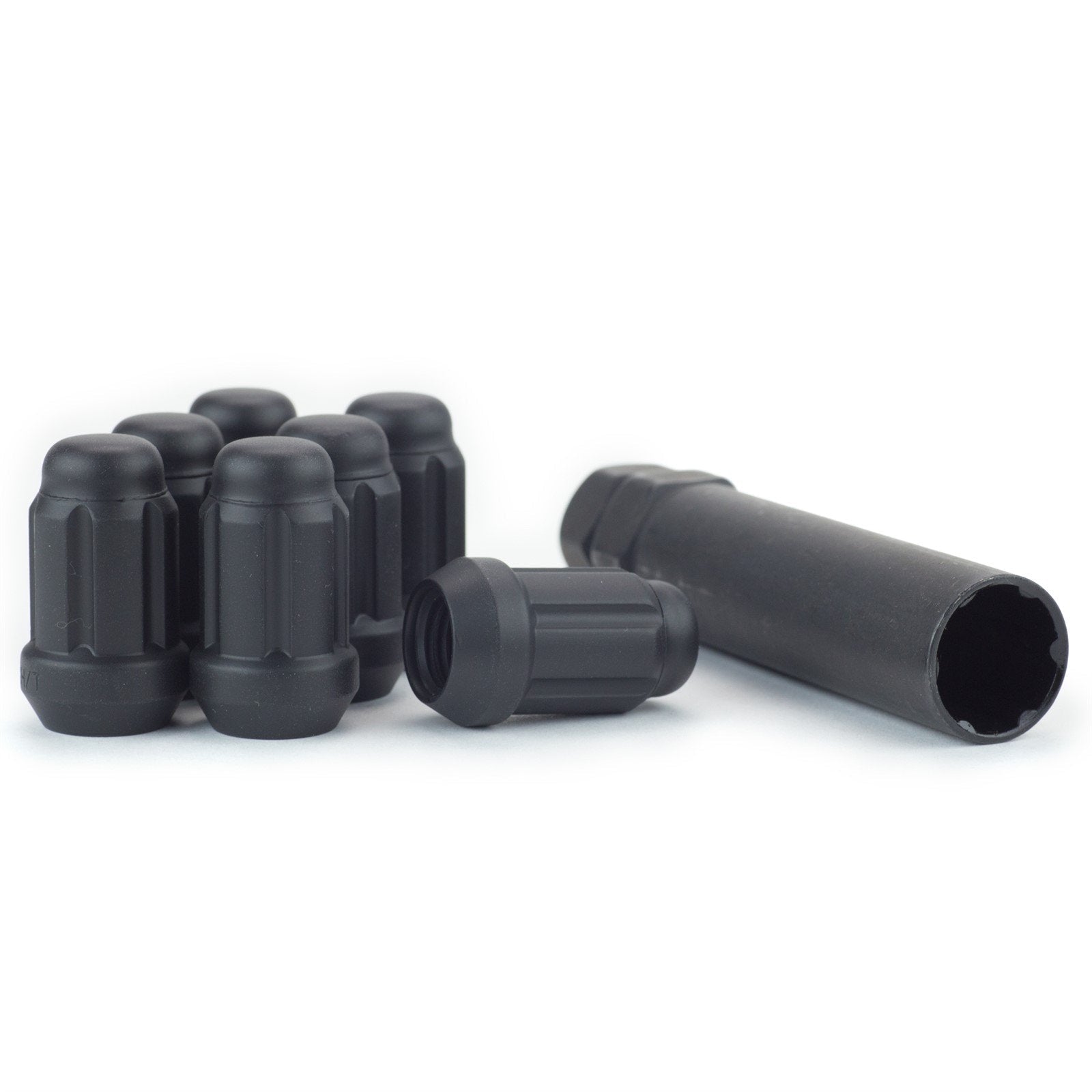 Lug Nut - 6 Spline 12x1.5 Bulge Acorn Matte Black 1.38" Tall