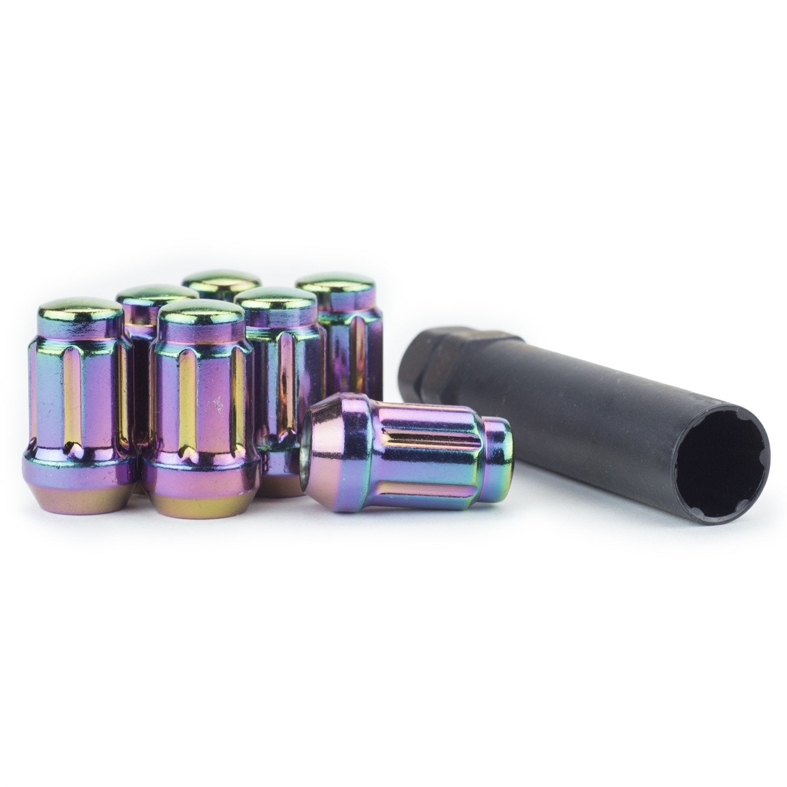 Lug Nut - 6 Spline 12x1.5 Bulge Acorn Neochrome 1.38" Tall