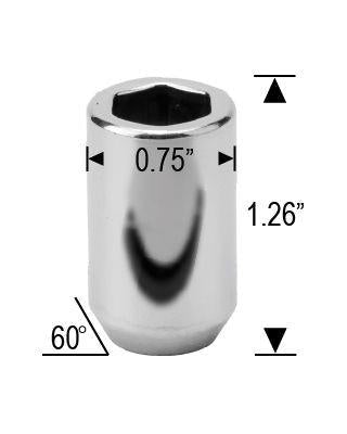 Lug Nut - Tuner Acorn Chrome 1.26" Tall