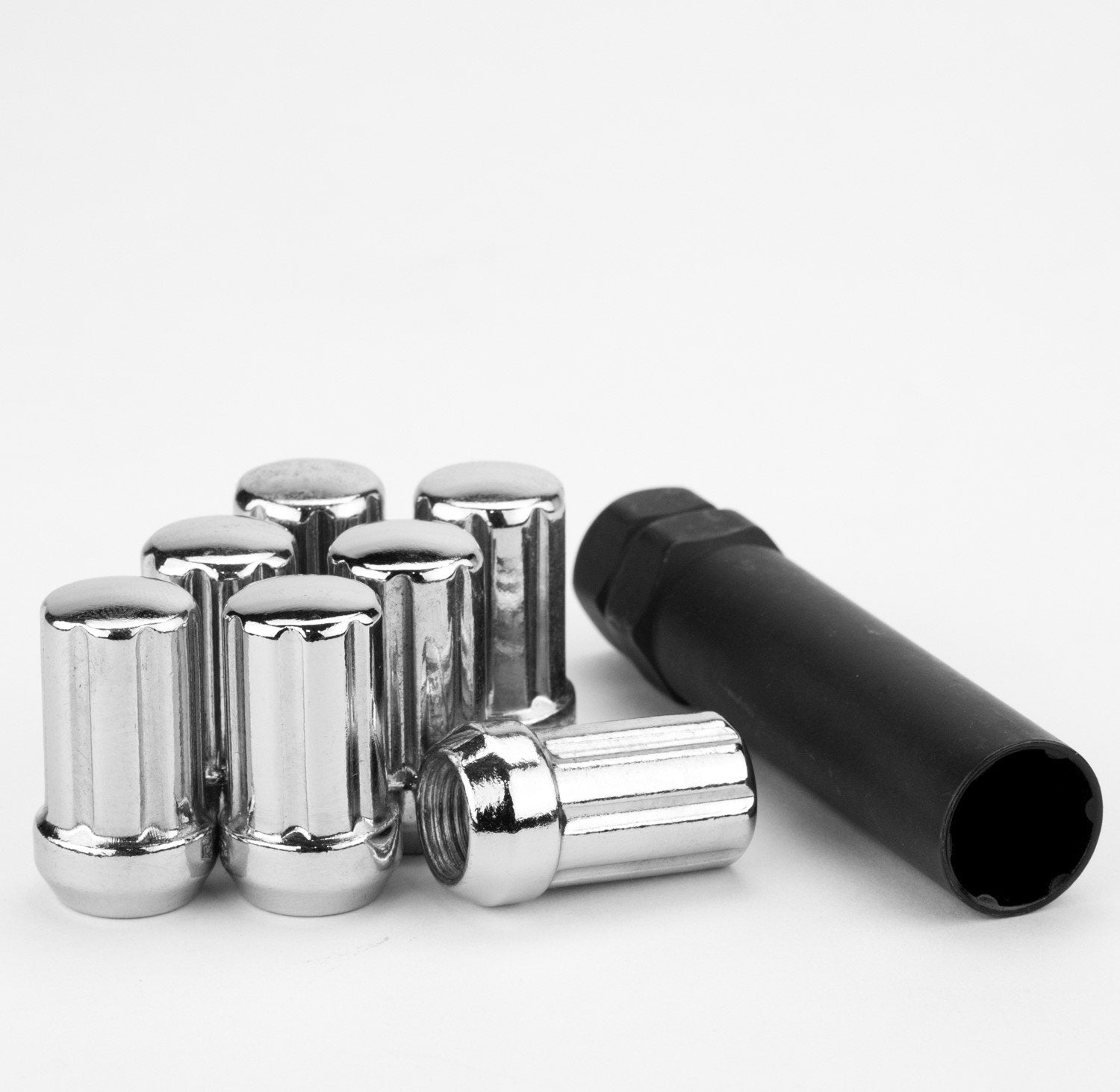 Lug Nut - 7 Spline Bulge Acorn Chrome 1.4" Tall