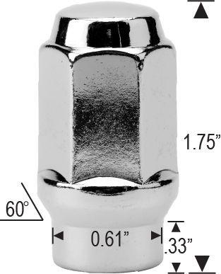 Lug Nut - ET Long Bulge Acorn Chrome 3/4" Hex