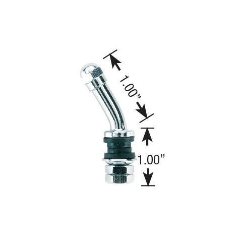 Valve Stems and Caps Chrome Metal Bolt-In Style 30 Degree Set of Four