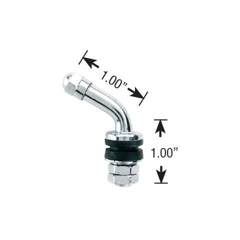 Valve Stems and Caps Chrome Metal Bolt-In Style 60 Degree Set of Four