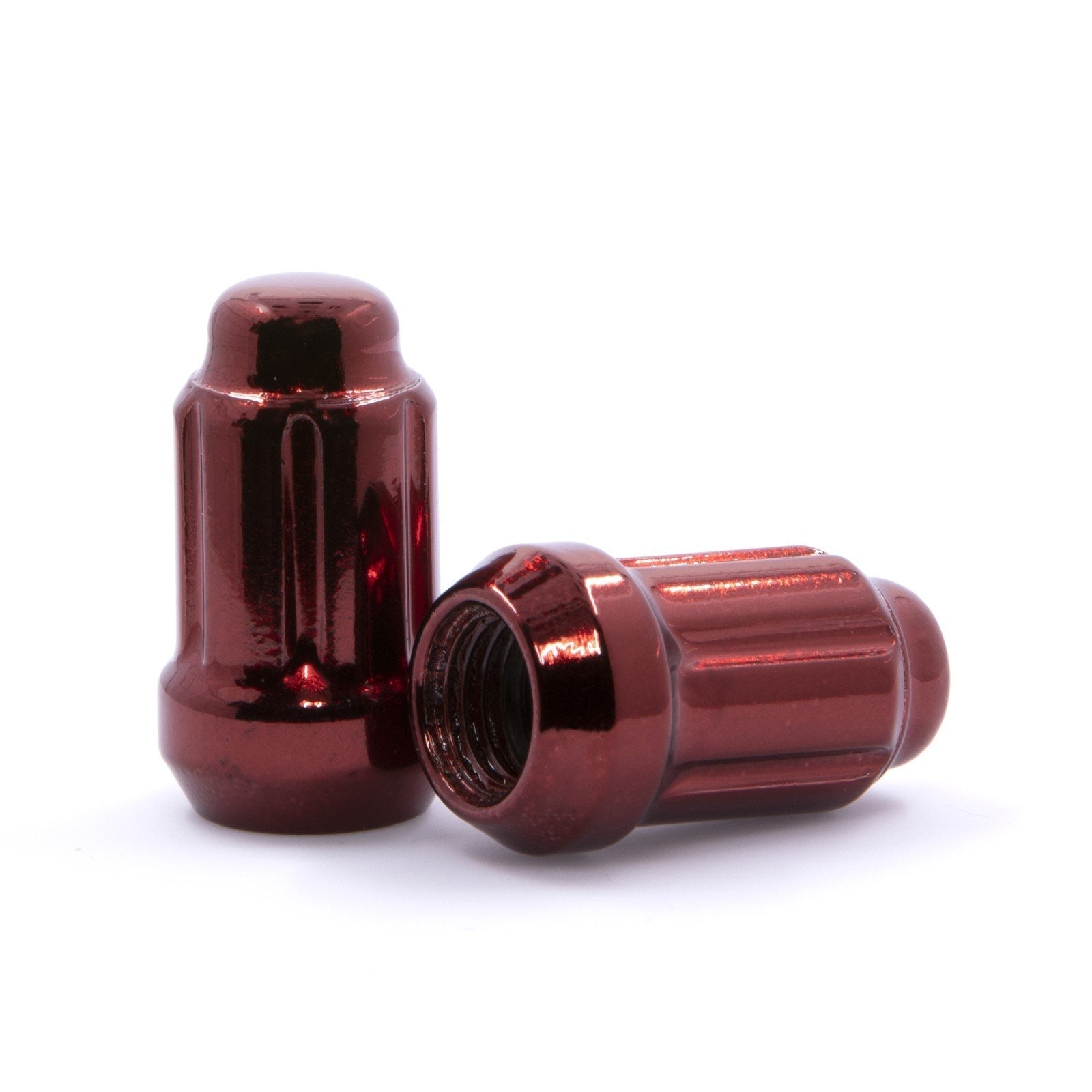 Lug Nut - 6 Spline Bulge Acorn Red 1.38" Tall