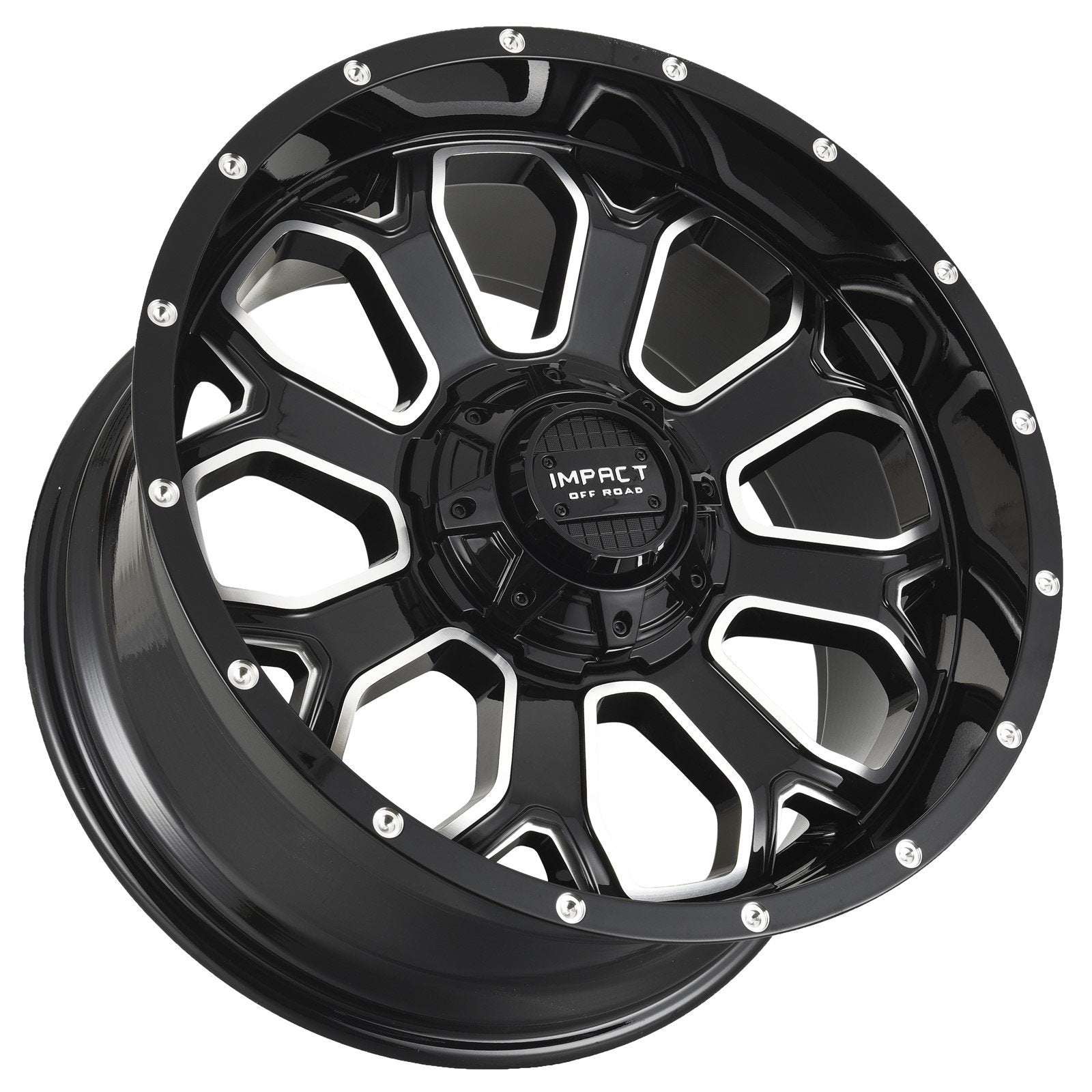 Impact 818 20x10 5x139.7 & 5x150 -12 Gloss Black/Milling Windows