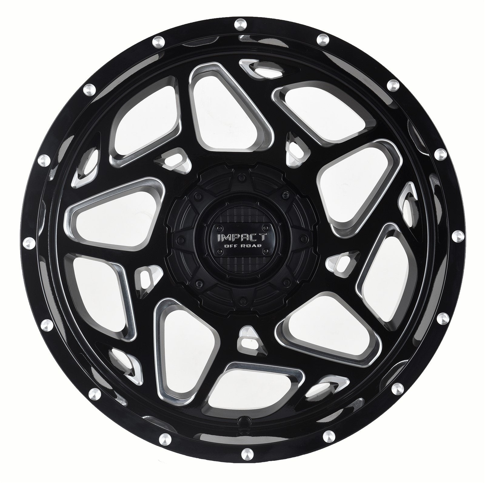 Impact 822 20x10 5x139.7 & 5x150 -12 Gloss Black/Milling Windows