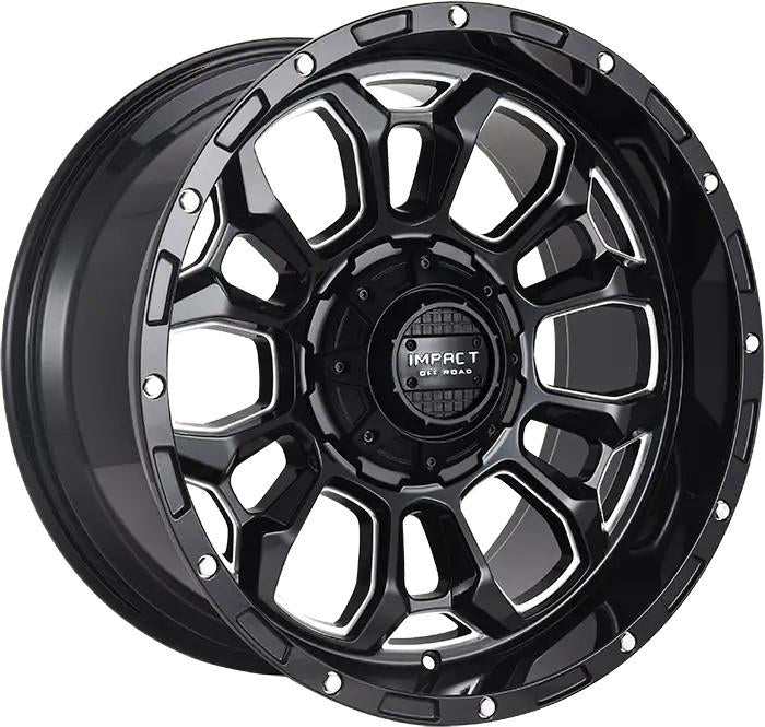 Impact 901 20x10 6x139.7 & 6x135 -12 Gloss Black/Milling Windows