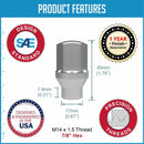 Lug Nut - OE Style Replacement 14x1.5 Lugs Extended Thread for GM, Dodge & Ram OE Alloy Wheels