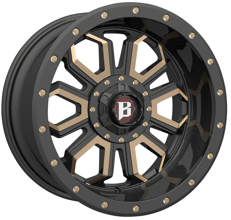 Ballistic 967 Saber 20x10 5x135, 5x139.7 -24mm Flat Black Flat Bronze Wheel w/ Flat Bronze Bolts