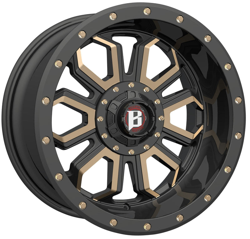 Ballistic 967 Saber 20x9 6x120, 6x139.7 +00mm Flat Black Flat Bronze Wheel w/ Flat Bronze Bolts