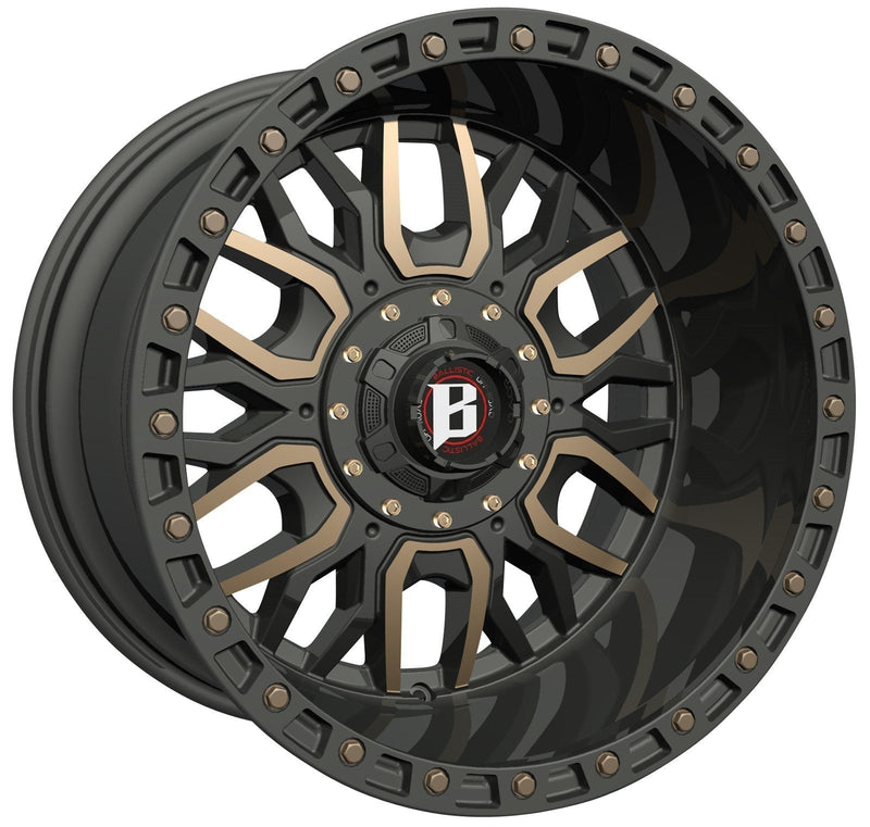 Ballistic 969 Tomahawk 20x9 6x114.3, 6x139.7 +00mm Flat Black Flat Bronze Wheel w/ Flat Bronze Bolts