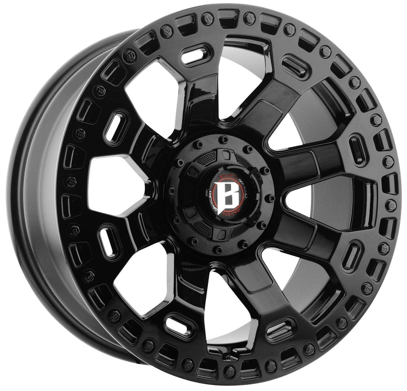 Ballistic 975 Moab 20x9 5x127, 5x139.7 +00mm Gloss Black Wheel w/ Gloss Black Bolts