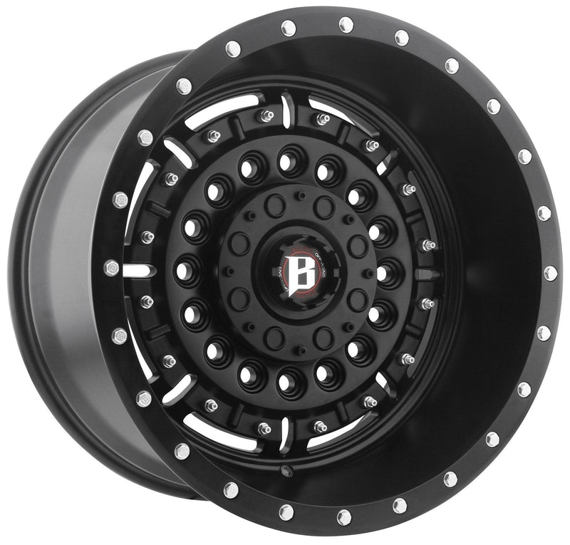 Ballistic 978 Cannon 20x10 6x135, 6x139.7 -24mm Flat Black Wheel w/ Silver Bolts