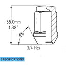 Lug Nut - Bulge Acorn Black 3/4" Hex Flat Top