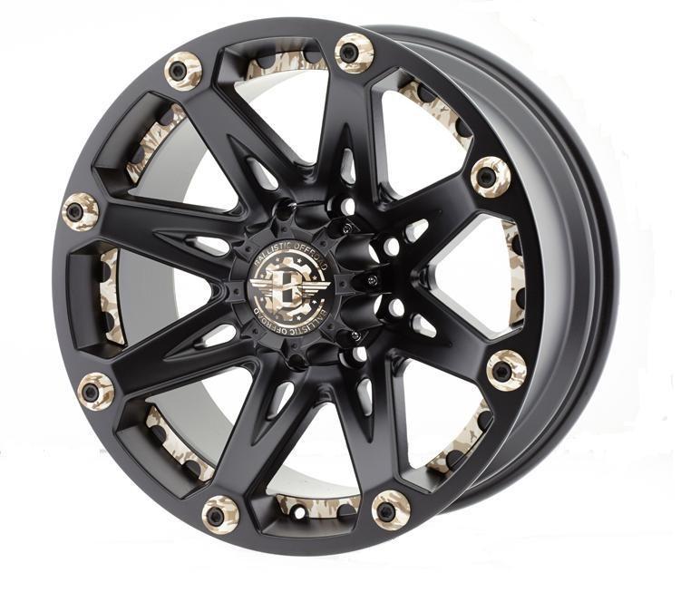 Ballistic 814 Jester 17x9 8x170 +12mm Flat Black w/Camoflage Acc.