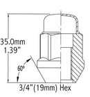 Lug Nut - Bulge Acorn Matte Black 3/4" Hex