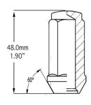 Lug Nut - Bulge Acorn Chrome 3/4" Hex Flat Top 1.9" Tall