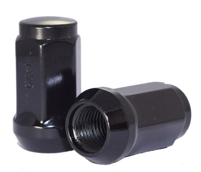 Lug Nut - Bulge Acorn Black 3/4" Hex Flat Top 1.75" Tall