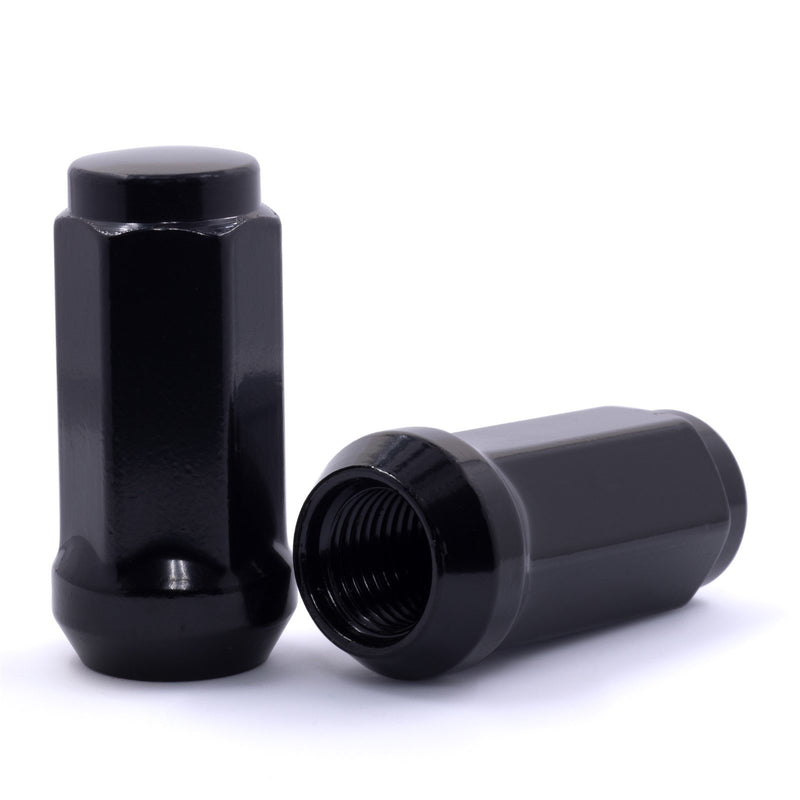 Lug Nut - Bulge Acorn Black 3/4" Hex Flat Top 1.9" Tall