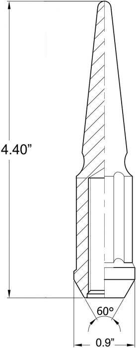 Lug Nut - Spike Black Spline 4.4" Tall