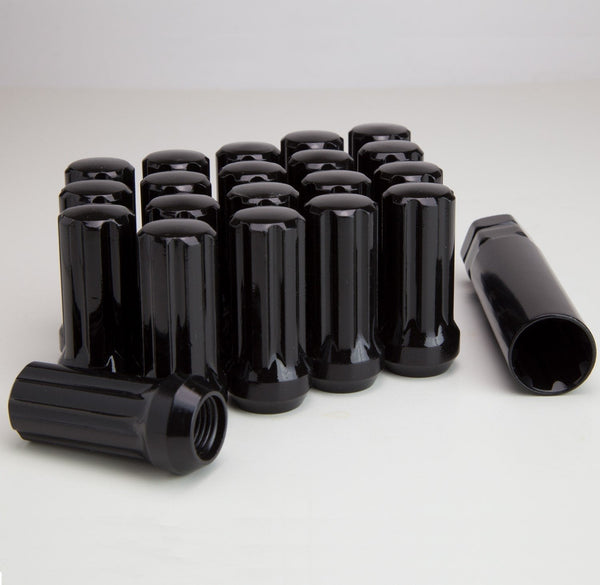 Lug Nut - 7 Spline Bulge Acorn Black 2.0" Tall