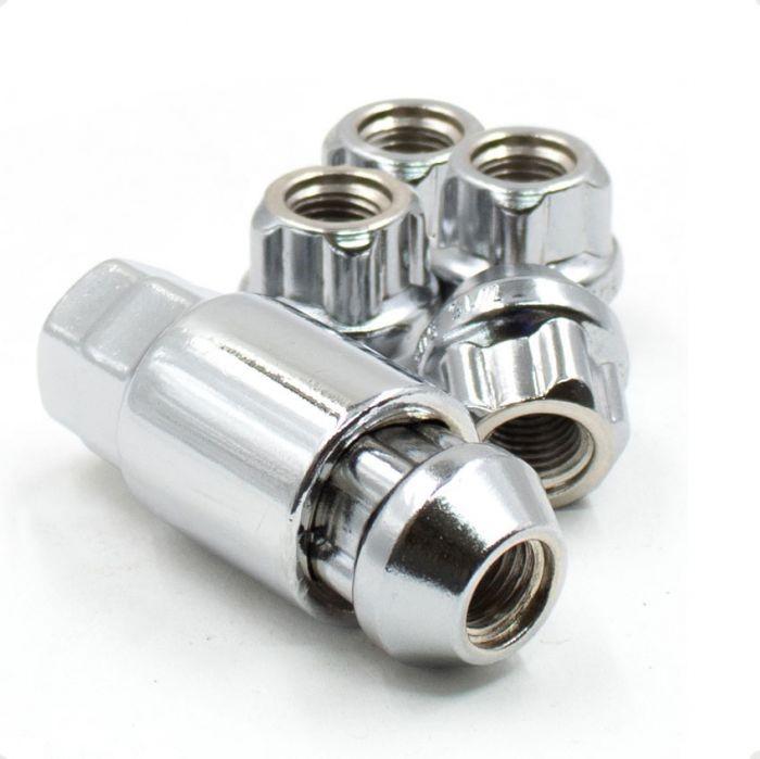 Locking Lug Nut Set - Bulge Acorn Open End Chrome 0.83" Tall