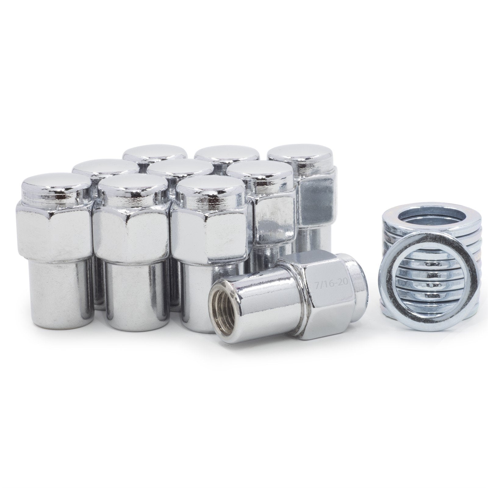Lug Nut - Standard Mag 0.75" Flat Top Chrome - Standard Washers