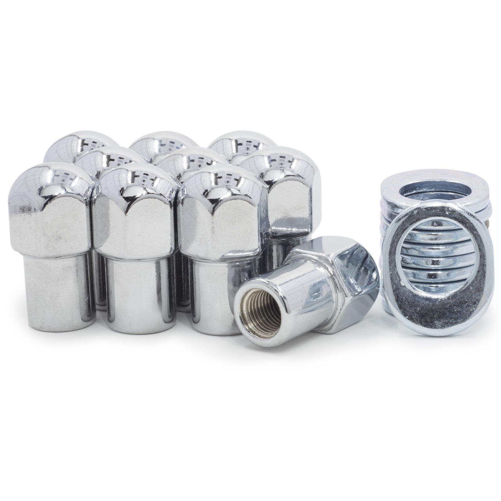 1 2x20 Lug Nut Set Of 20 Chrome Flat Top Mag Lug Nuts 1/2-20, .75" Shank With Washers – For Cragar Wheels American Racing Lug Nuts - Foto 8