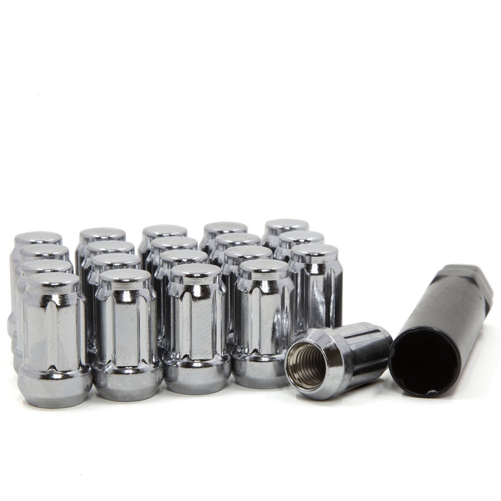 Lug Nut - 6 Spline Bulge Acorn Chrome 1.38" Tall