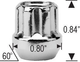 Lug Nut - 6 Spline Bulge Acorn Open End Chrome