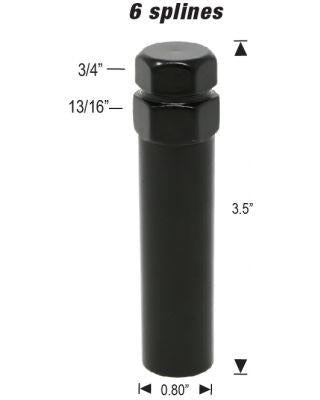 Lug Nut - 6 Spline Bulge Acorn Open End Black
