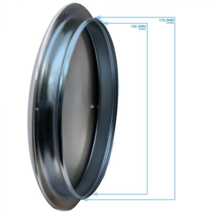 Cap - Plain Stainless 8" Rally Cap for Ralley Wheel (6.75" Ring)