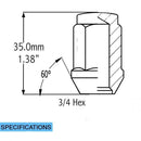 Lug Nut - Bulge Acorn Chrome 3/4" Hex Flat Top