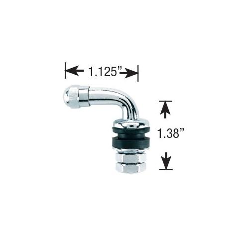 Valve Stems and Caps Chrome Metal Bolt-In Style 90 Degree Set of Four
