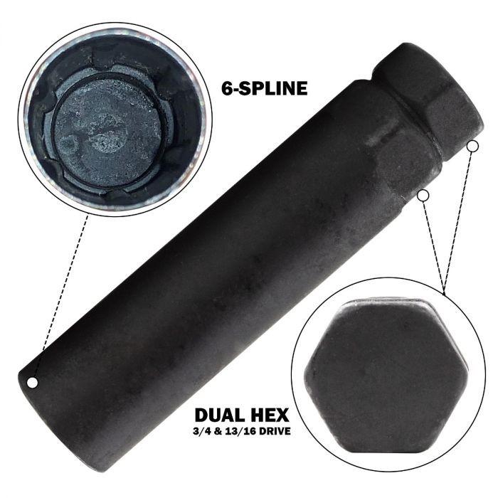 Lug Socket Key - 6 Spline Car 3/4" & 13/16" Hex