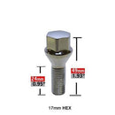 Lug Bolts - Conical Seat Chrome 24mm Shank 17mm Hex