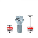 Lug Bolts - Conical Seat Low Profile Chrome 24mm Shank 17mm Hex