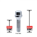 Lug Bolts - Conical Seat Chrome 40mm Shank 17mm Hex