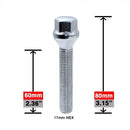 Lug Bolts - Conical Seat Chrome 60mm Shank 17mm Hex