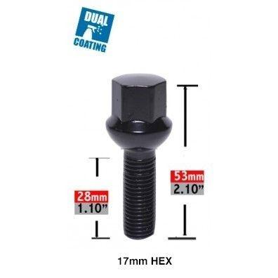 Lug Bolts - Conical Seat Low Profile Black 28mm Shank