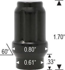 Lug Nut - 6 Spline ET Black Acorn Chrome 1.7" Tall