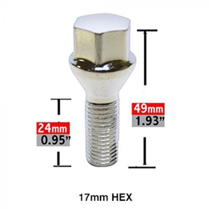 Wheel Spacer - 5x120 - 20mm - Hub Centric Bolt On - 72.6mm - 12x1.5 Chrome Lug Bolts