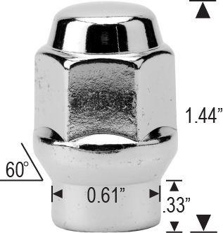 Lug Nut - ET Bulge Acorn Chrome 3/4" Hex