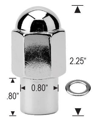 Lug Nut - Dually Mag 0.80" Shank Chrome - with Washers