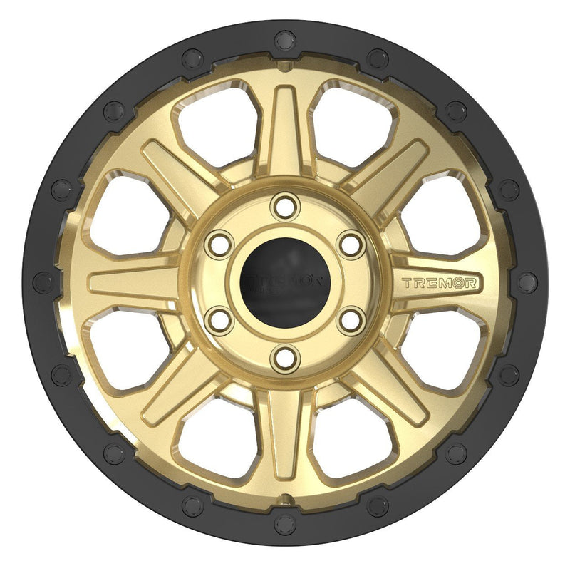 Tremor Impact 17x8.5 6x135 +0mm Gold with Black Ring