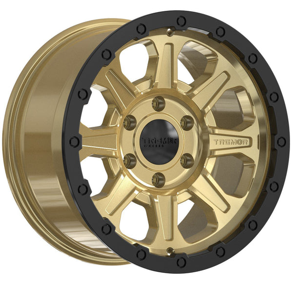 Tremor Impact 17x8.5 6x135 +0mm Gold with Black Ring