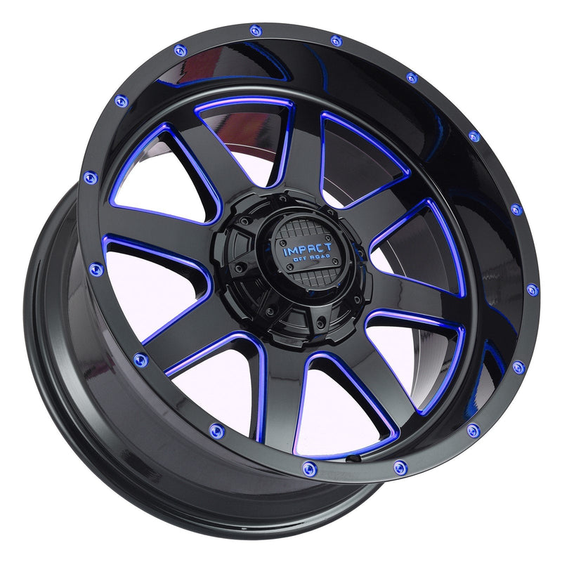 Impact 804 20x12 5x139.7 & 5x127 -44 Gloss Black/Blue Milled