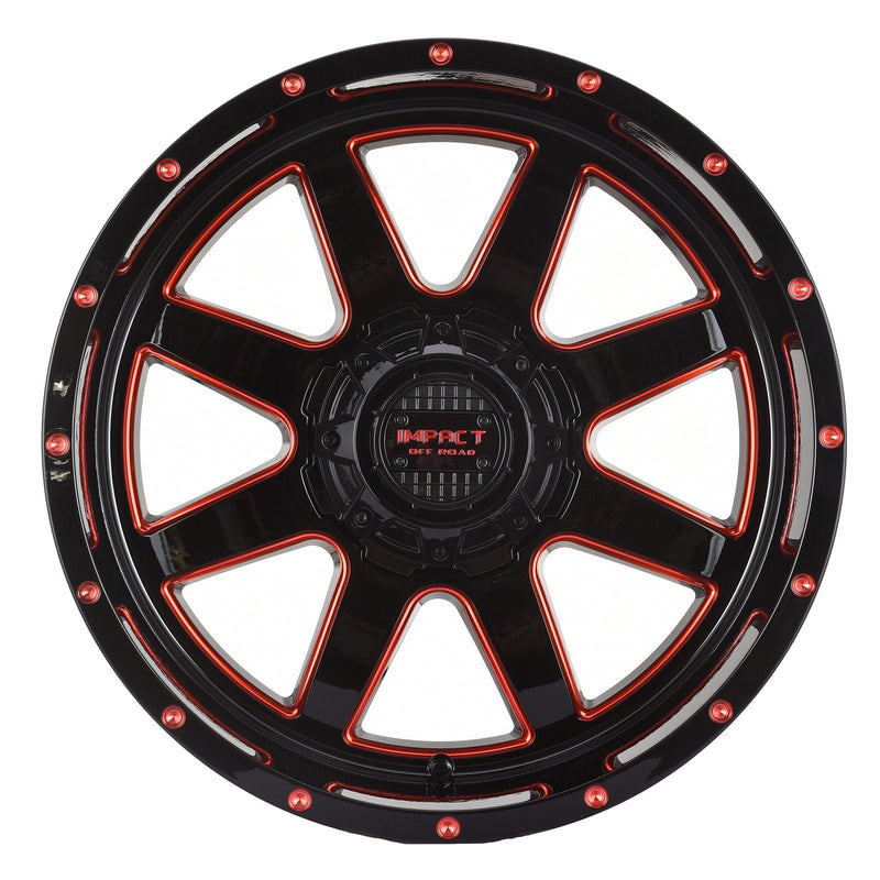 Impact 804 20x12 6x139.7 & 6x135 -44 Gloss Black/Red Milled